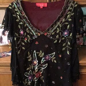 Beautiful Black Beaded and Sequined Blouse